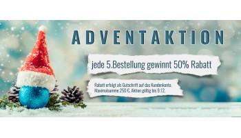 Adventaktion: jede 5. Bestellung gewinnt 50% Rabatt