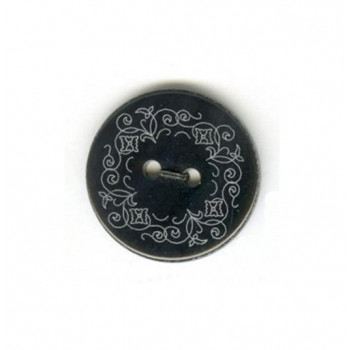 Perlmutter-Knopf Black Pen Blume 18 mm
