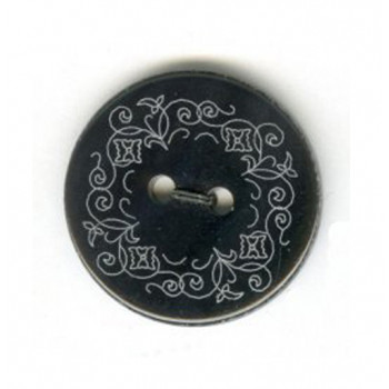 Perlmutter-Knopf Black Pen Blume 23 mm