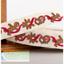Webband Lebkuchen natur/rot/braun