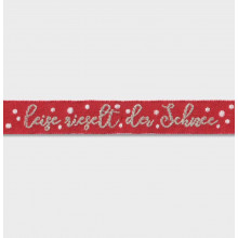 Webband Leise Rieselt Der Schnee rot/beige/weiß