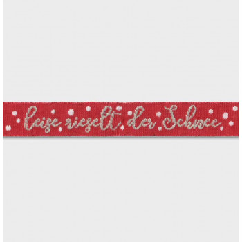 Webband Leise Rieselt Der Schnee rot/beige/weiß