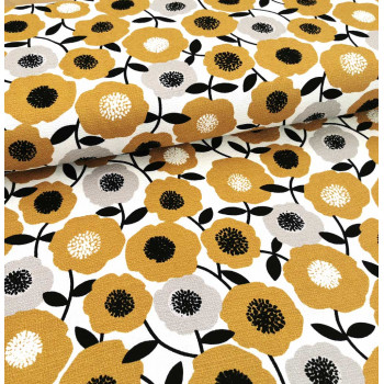Barkcloth Blooms olive