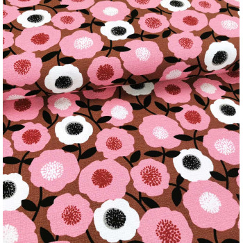 Reststück 23 cm Barkcloth Blooms pink