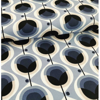 Barkcloth Geo Floral blue