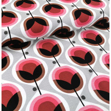 Barkcloth Geo Floral pink