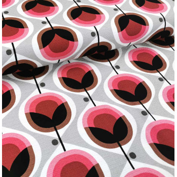Barkcloth Geo Floral pink