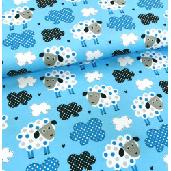 Reststück 52 cm Jersey Schäfchenwolken