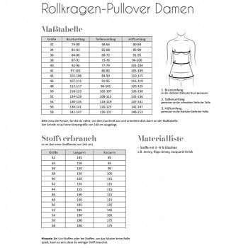 Schnittmuster Fadenkäfer Rollkragen Pullover Damen