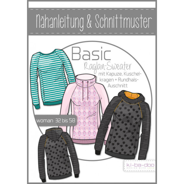 Schnittmuster Raglan Sweater Kinder - Papierschnitt Für Pullover Mit Kapuze & Rundhals