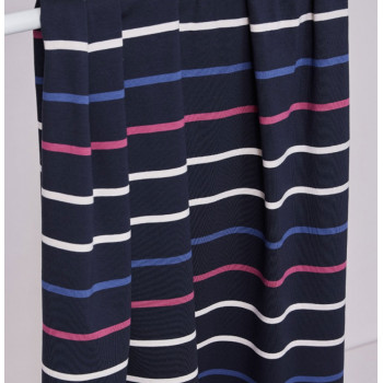 Reststück 47 cm Jersey Tencel/Baumwolle Nova Stripe dark navy