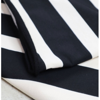 Reststück 65 cm Sava Tencel/Baumwoll-Kuschelsweat Stripe black/shell