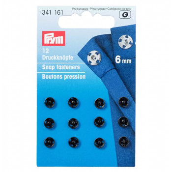 Annäh-Druckknöpfe 6 mm schwarz