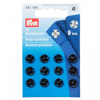 Annäh-Druckknöpfe 9 mm schwarz