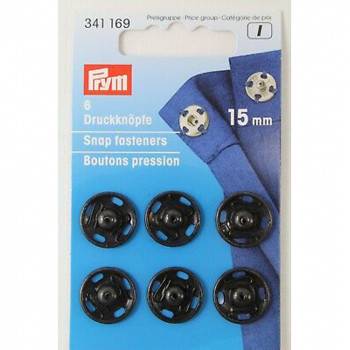 Annäh-Druckknöpfe 15 mm schwarz