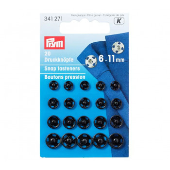 Annäh-Druckknöpfe 6-11 mm schwarz