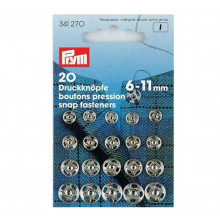 Annäh-Druckknöpfe 6-11 mm silber