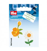 Applikation recycelt Blumen weiß/orange