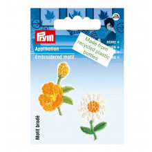 Applikation recycelt Blumen weiß/orange