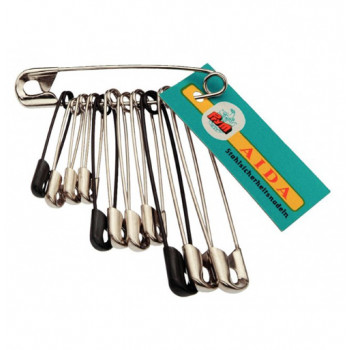 Sicherheitsnadeln 12 Stück silber/schwarz