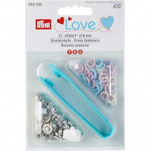 Druckknöpfe Jersey 8 mm Ring rosa/hellblau/perle