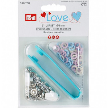 Druckknöpfe Jersey 8 mm Ring rosa/hellblau/perle