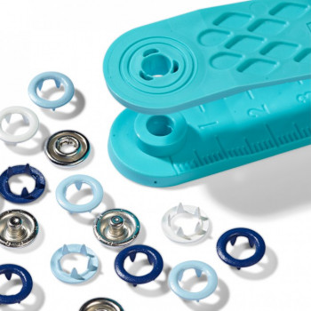 Druckknöpfe Jersey 8 mm Ring blau/weiß/hellblau