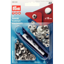 Druckknöpfe Anorak 15 mm silber