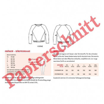 Schnittmuster Raglansweater Frau Lille