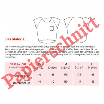 Schnittmuster Bluse Frau Mia
