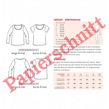 Schnittmuster Shirt Frau Anica
