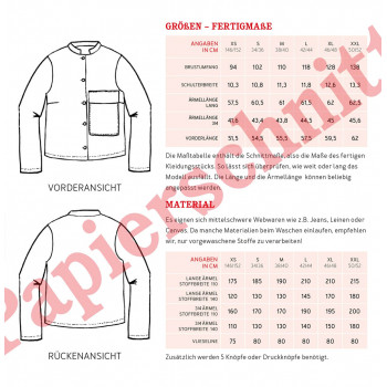 Schnittmuster Jacke Frau Cleo