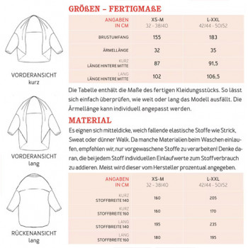Schnittmuster Cardigan Frau Susa