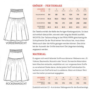 Schnittmuster Rock Frau Pippa