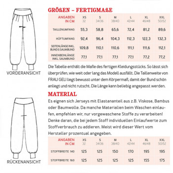 Schnittmuster Yogahose Frau Geli