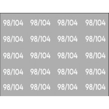 Bügeletiketten Größe 98/104 weiß