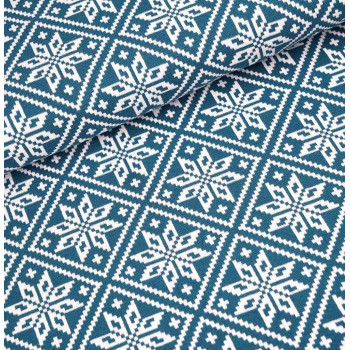 Reststück 53 cm Jacquard Snowflake petrol