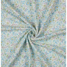 Musselin Digital Flowers white/blue