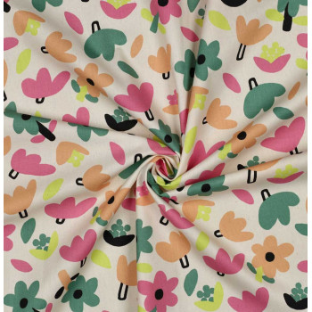 Popeline Flowers Jennifer Bouron natural/green
