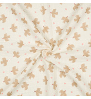 Reststück 25 cm Musselin Birds natural