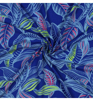 Ecovero-Viskose-Webstoff Leaves cobalt