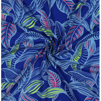 Ecovero-Viskose-Webstoff Leaves cobalt