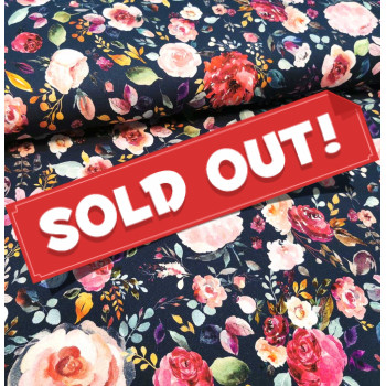 Jersey Painted Flowers navy