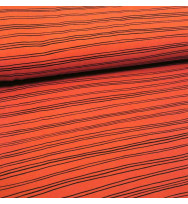 Reststück 74 cm Stretch-Kuschelsweat Stripes terracotta