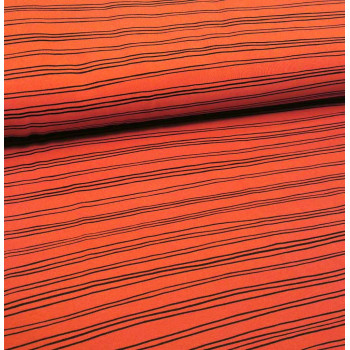 Stretch-Kuschelsweat Stripes terracotta