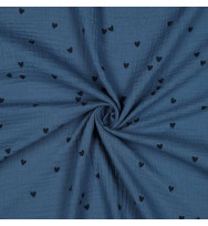Musselin Small Hearts indigo