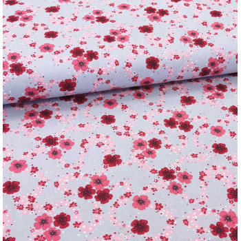 Druckstoff Blumenranke pink