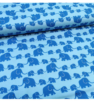 Druckstoff Elefanten blau