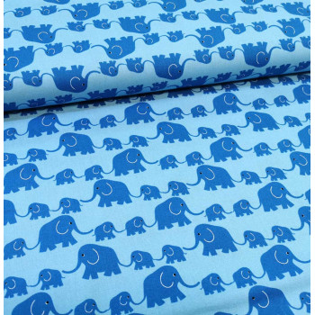 Druckstoff Elefanten blau
