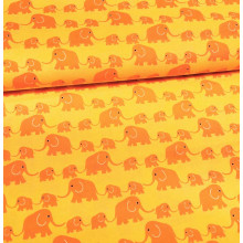 Druckstoff Elefanten gelb-orange